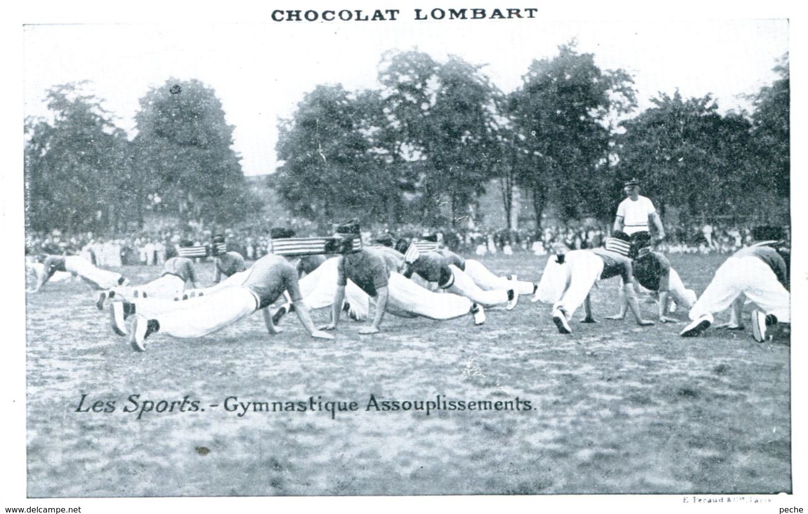 N°38404 -cpa Gymnastique Assouplissements -publicité Chocolat Lombart- - Athletics