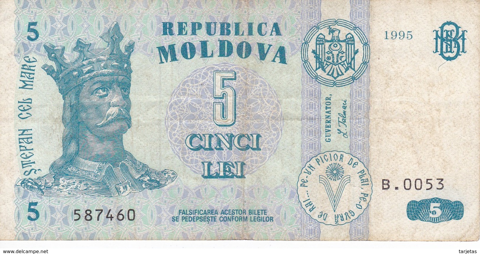 BILLETE DE MOLDOVA DE 5 LEI DEL AÑO 1995 (BANKNOTE) - Moldawien (Moldau)