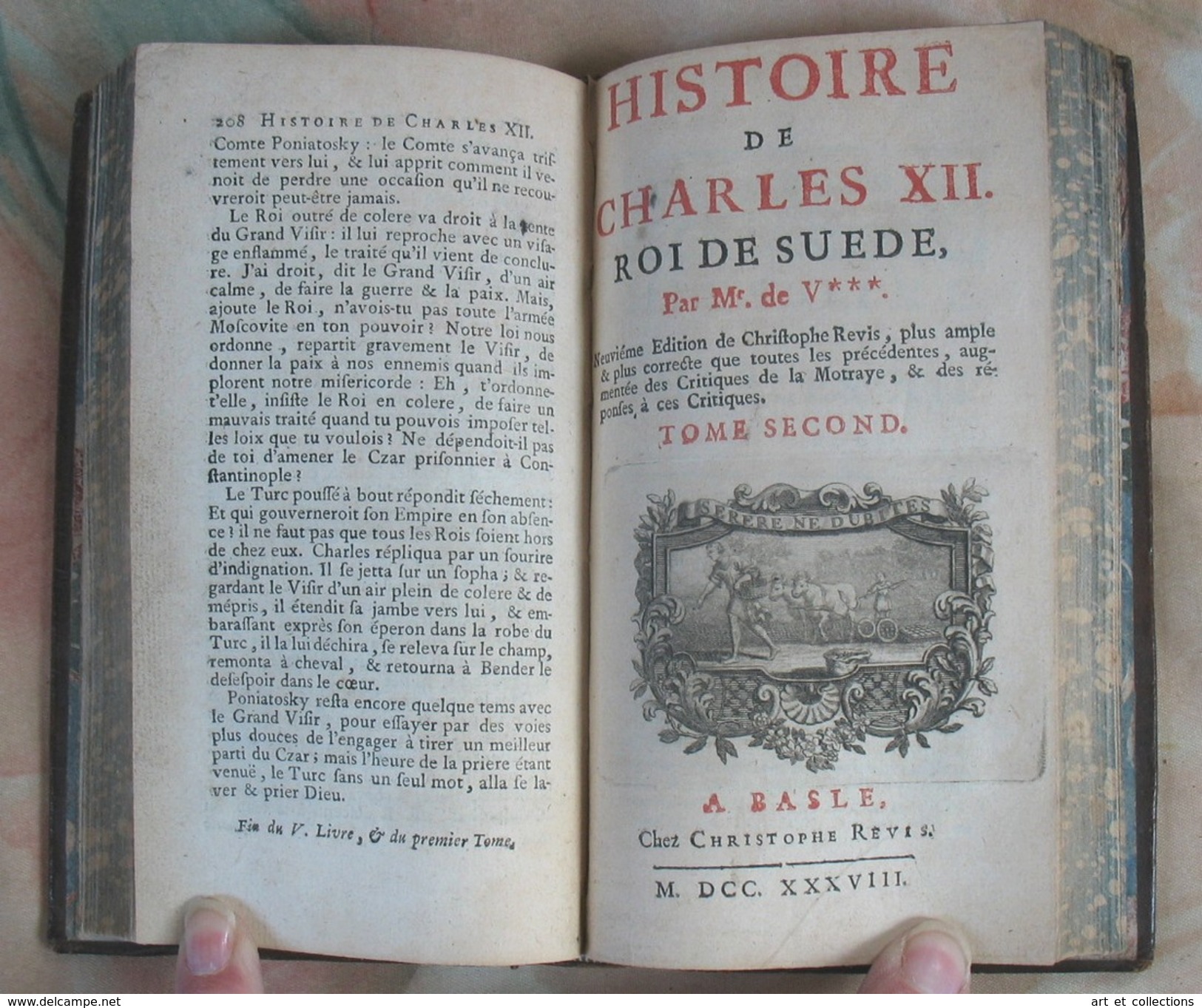 CHARLES XII, roi de SUÈDE / Voltaire / 2 Tomes en 1 Volume / BASLE 1738