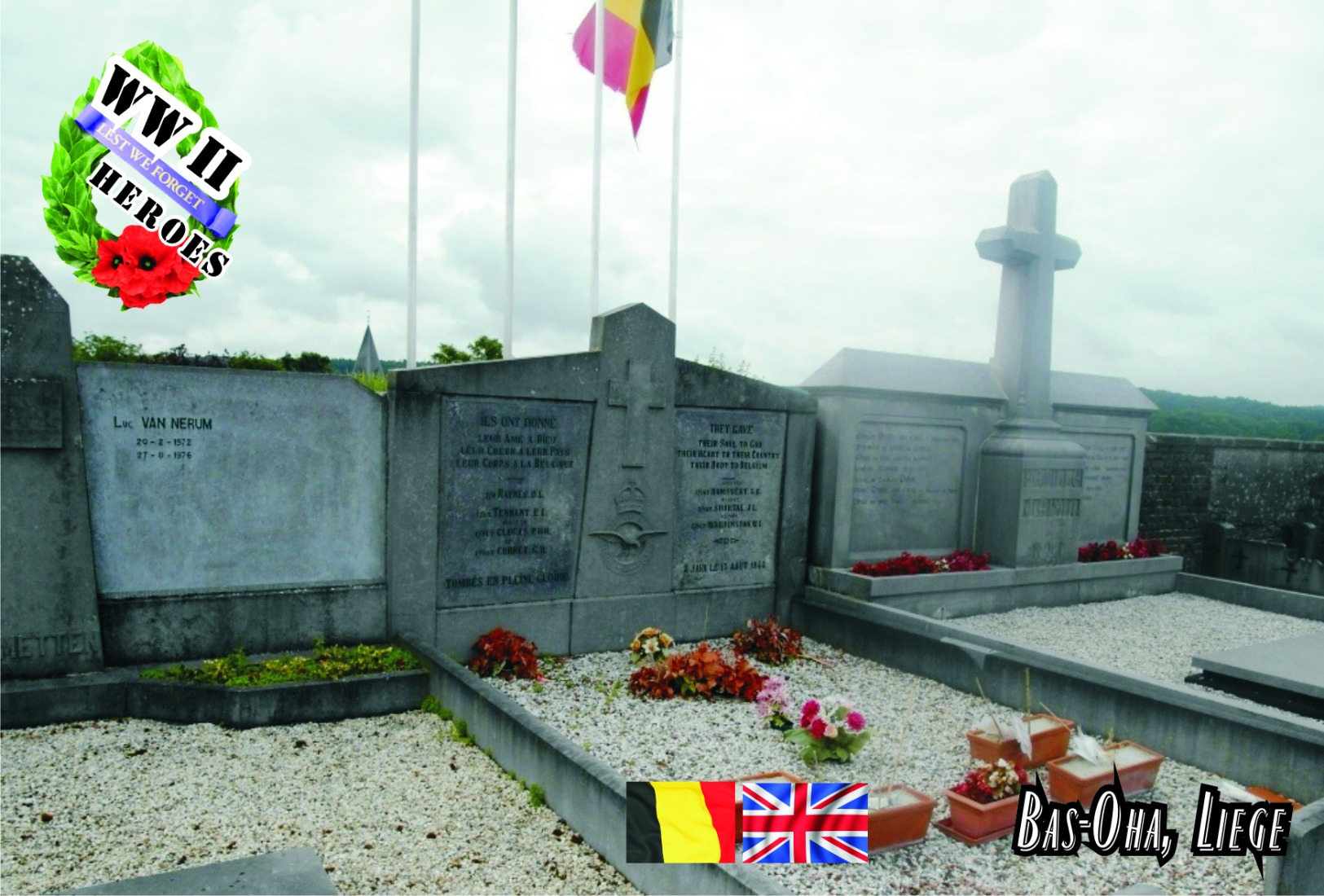 Carte Postale, Militaria, Cemetery, World War II Cemeteries, Belgium (Liège), Bas-Oha Communal Cemetery - Cimetières Militaires