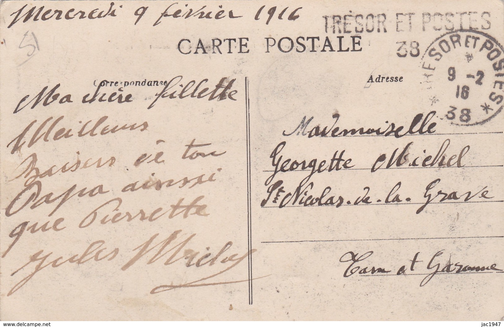 CPA (LA NEUVILLE AU PONT 1916 FM Cachet Trésor Et Postes 38 - Otros & Sin Clasificación