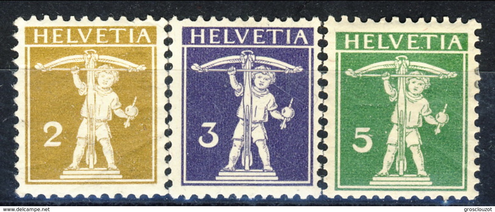 Svizzera 1909 Serie N. 128-130 (anello Sottile, Corda Della Balestra Davanti Al Fusto) MLH Cat. &euro; 15 - Unused Stamps