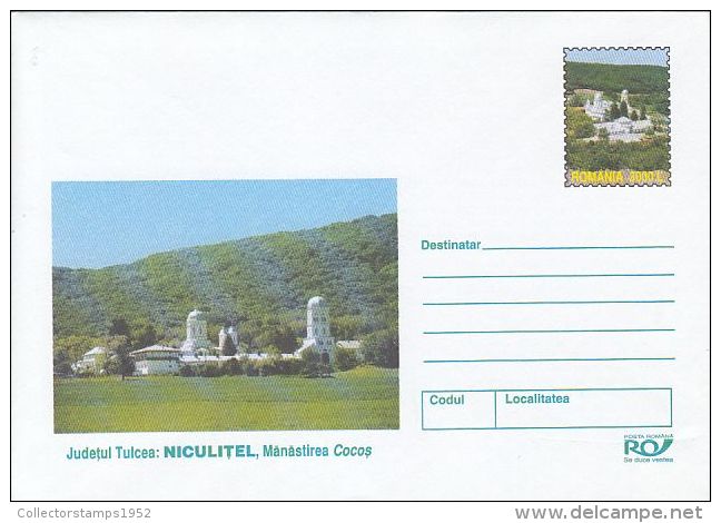 55899- NICULITEL COCOS MONASTERY, ARCHITECTURE, COVER STATIONERY, 2002, ROMANIA - Abadías Y Monasterios