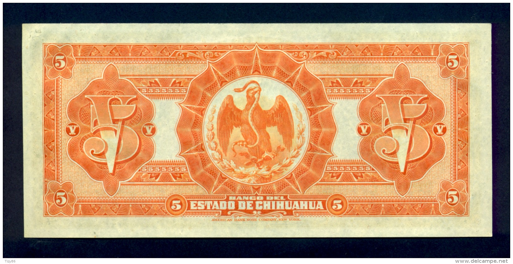 Banconota Messico El Banco Del Estado De Chihuahua 5 Pesos 12/12/1913 - Mexiko