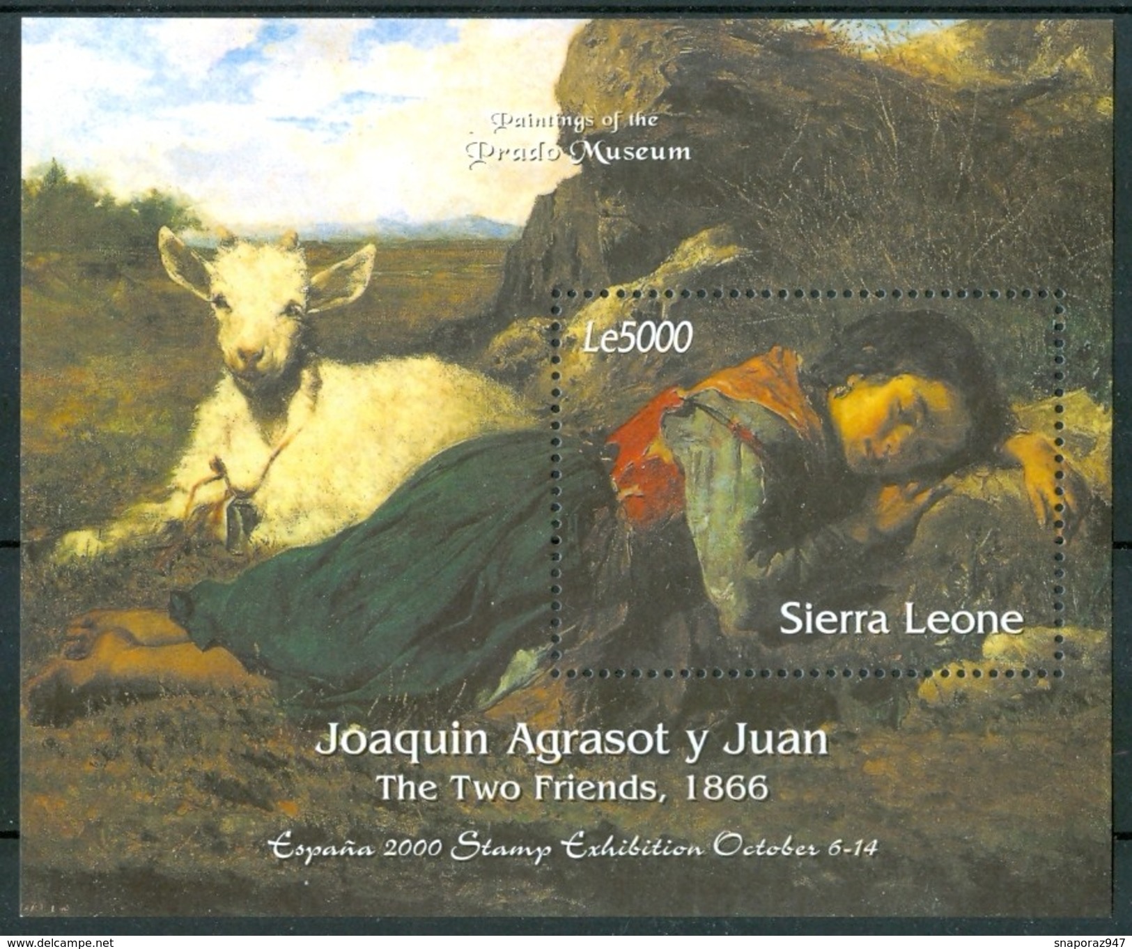 2000 Sierra Leone Joaquin Agrasot Y Juan Pittori Paintings Peintures Block MNH** Sie90 - Sierra Leone (1961-...)