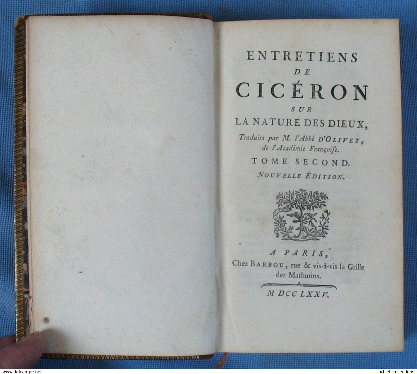 Entretiens Sur La Nature Des DIEUX De CICÉRON / Barbou éditeur En 1775 / Tome 2 - 1701-1800