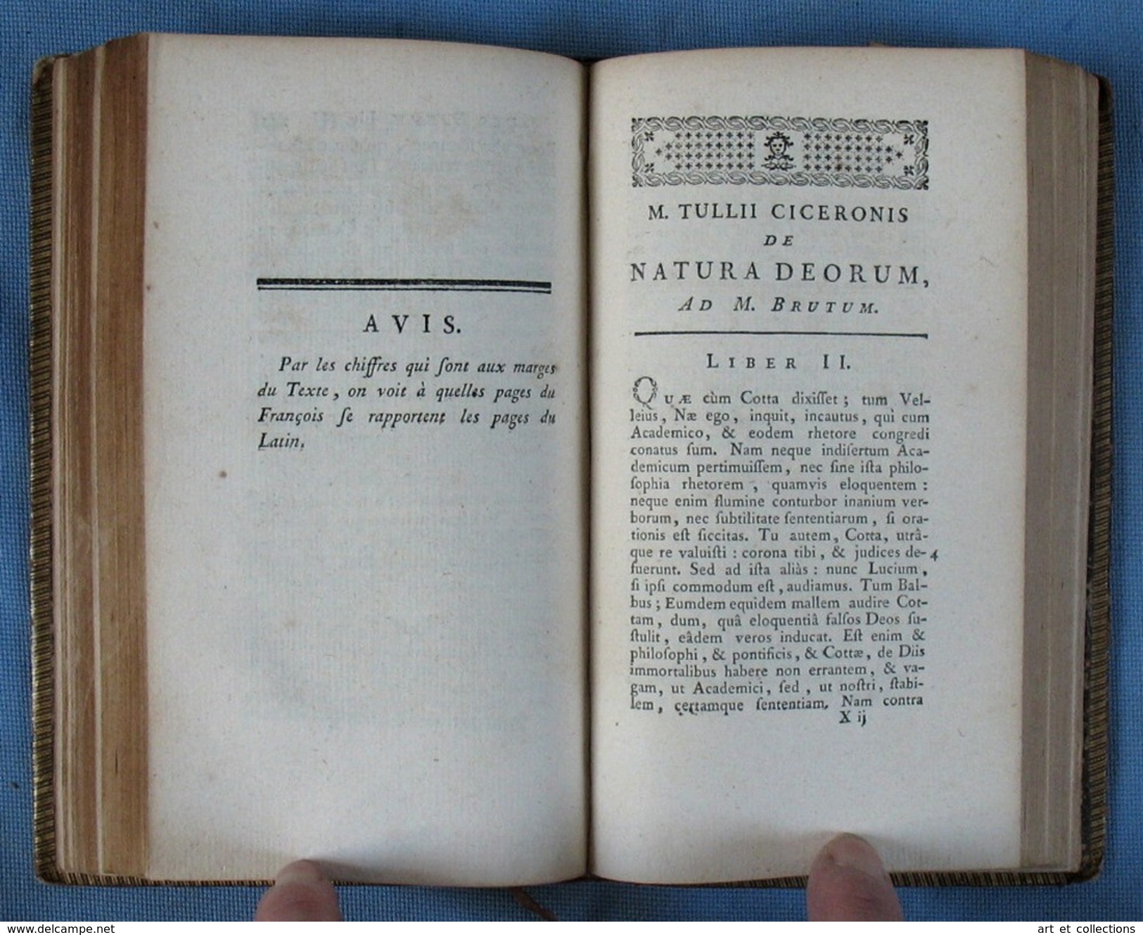 Entretiens sur la Nature des DIEUX de CICÉRON / Barbou éditeur en 1775 / Tome 2