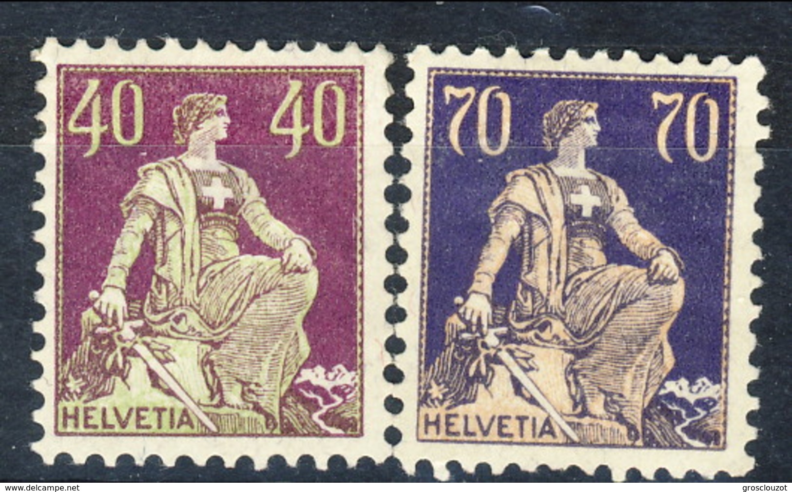 Svizzera 1924 - 25 Serie N. 206A - 207A MVLH Carta Goffrata Cat. &euro; 202 - Nuovi