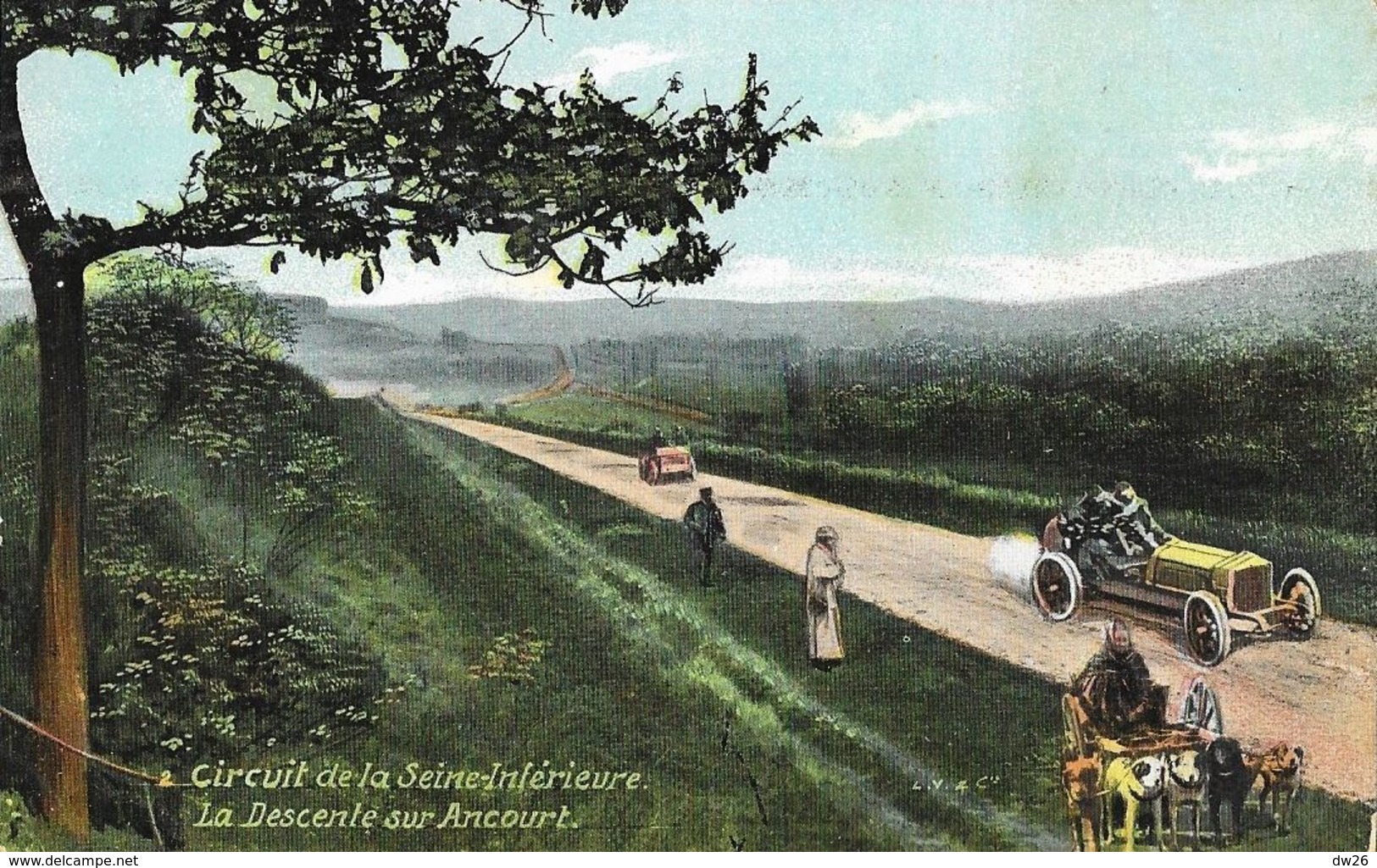 Journal L'Auto: Circuit De La Seine Inférieure, La Descente Sur Ancourt - Edition L.V, Carte Aqua-photo Non Circulée - Sonstige & Ohne Zuordnung