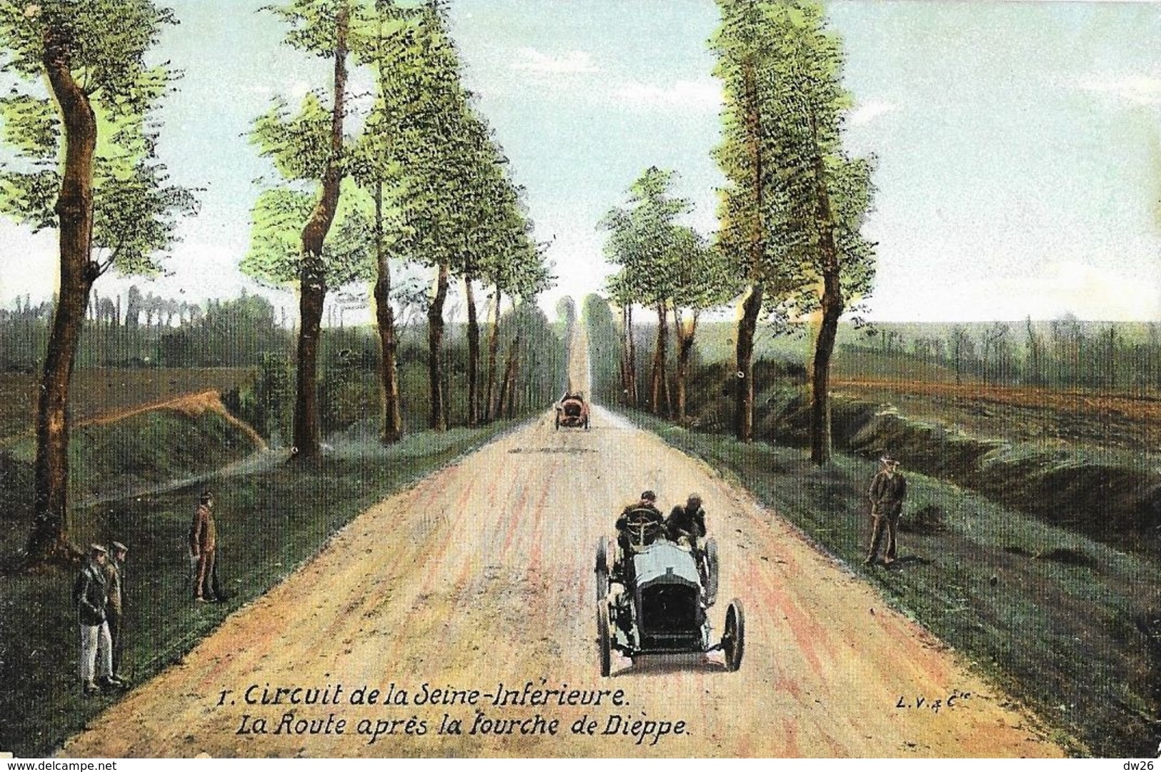 Journal L'Auto: Circuit De La Seine Inférieure, La Route Apès La Fourche De Dieppe - Carte Aqua-photo Non Circulée - Other & Unclassified