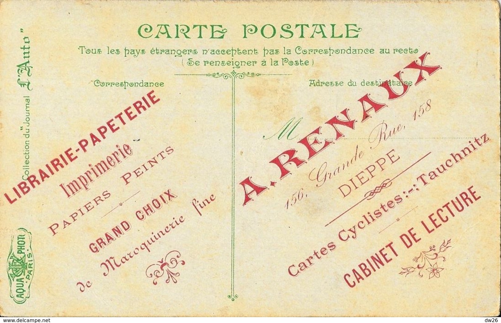 Journal L'Auto: Circuit De La Seine Inférieure, La Route Près De Bellengreville - Carte Aqua-photo Non Circulée - Other & Unclassified