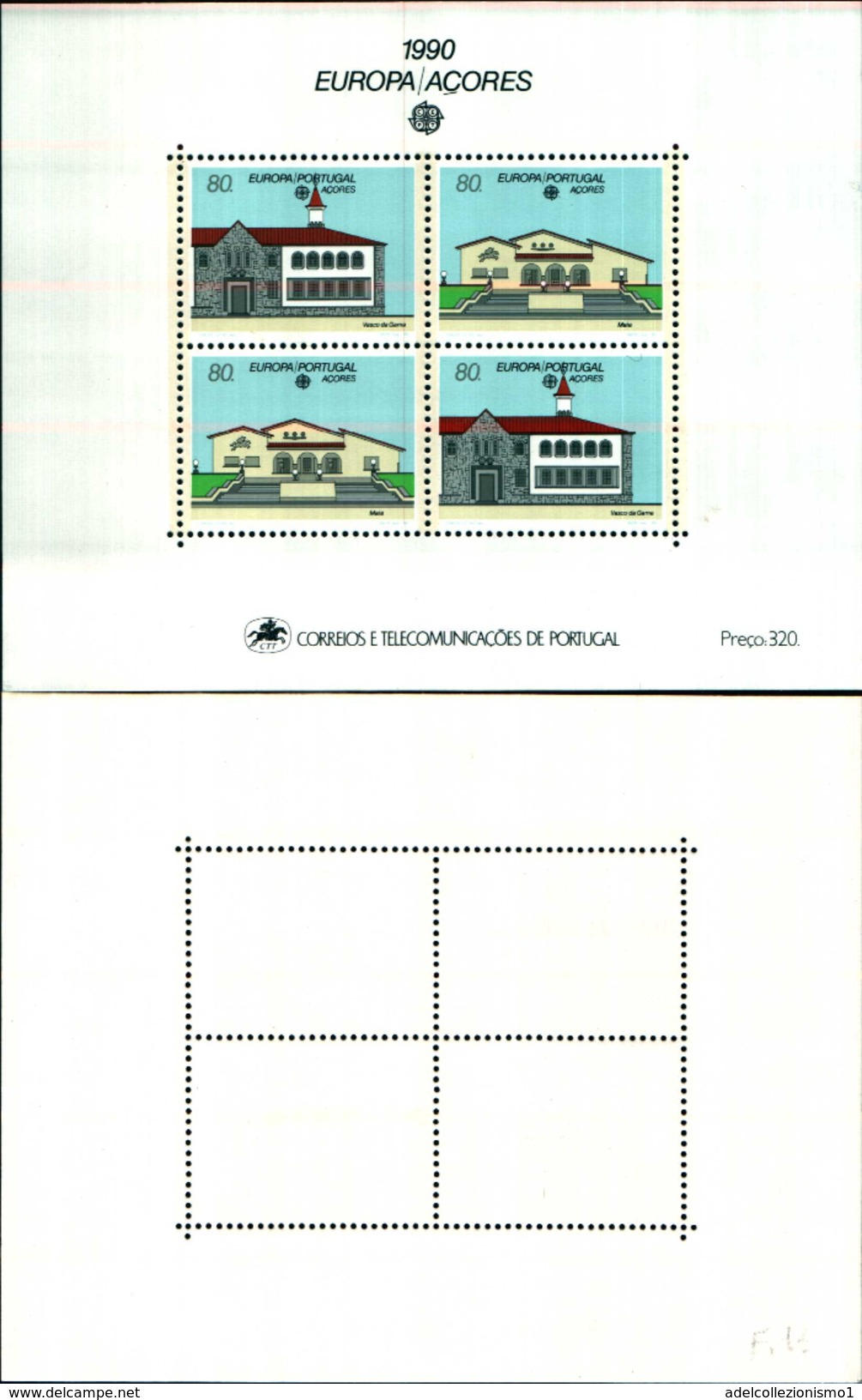 86794) 1990 Portogallo Azzorre Portugal Azores EUROPA CEPT EUROPE 1 Foglietto MNH** - Volledige & Onvolledige Vellen