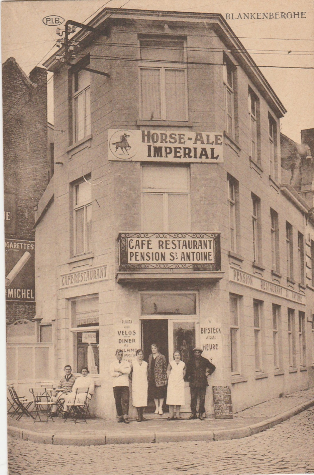 Blankenberghe  ,Café-Restaurant Saint-Antoine ,belle Publicité  Bière  Horse-Ale Impérial (brasserie) - Blankenberge