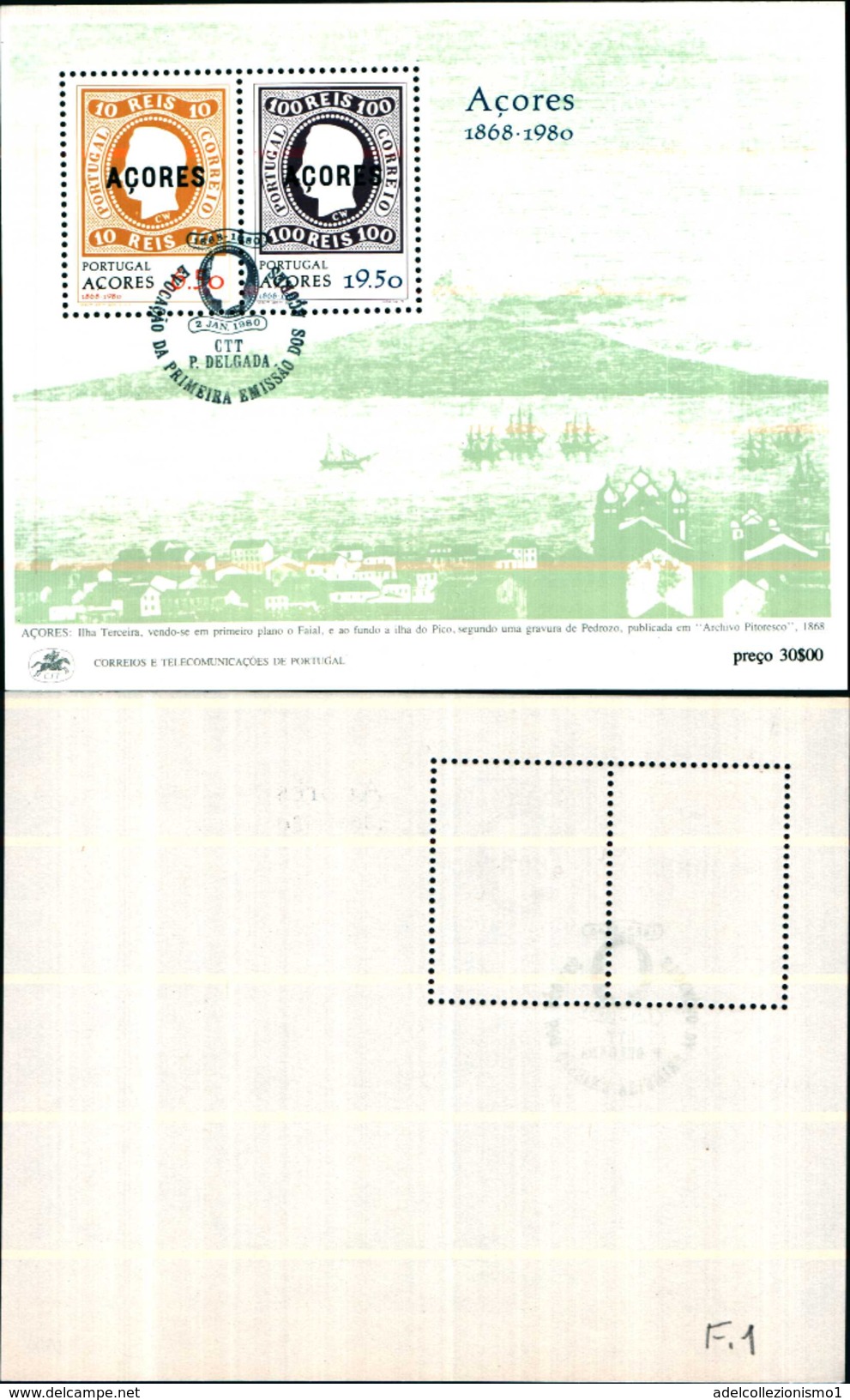 86799) Portogallo-azzorre-1980-emissione Dei Primi Francobolli Delle Azzorre-BF-n.1- Cat. 2 Euro  Usato - Hojas Completas