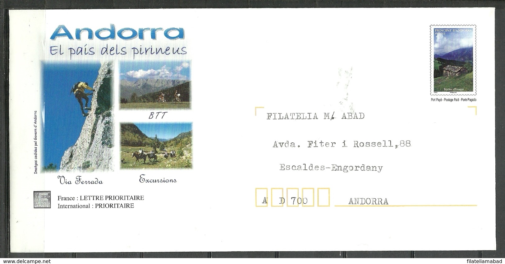 ANDORRA CORREO FRANCES PRET A PORTER SOBRE FRANQUEADO ( 3-A-C.02.17) - Storia Postale