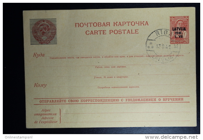 Letland / Latvia  German Occupation Stamps Postcard Mi Nr P2 Cancelled Riga 1941 - Latvia