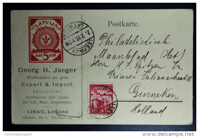 Letland / Latvia  Preprinted Company Postcard 1919 Libau To Ginneken Holland - Latvia