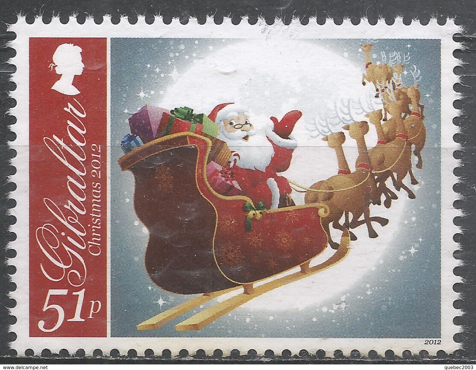 Gibraltar 2012. Scott #1362 (M) Christmas, Santa Claus In Flying Sleigh - Gibraltar