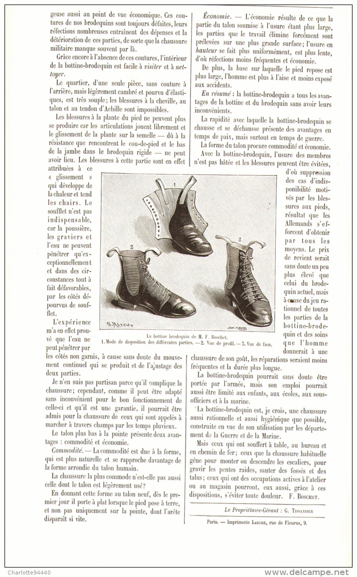 BOTTINE-BRODEQUINS 1896 - Antes De 1900