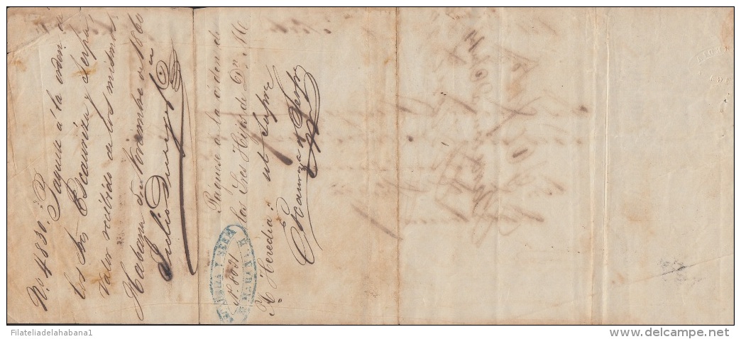 E5255 CUBA SPAIN ESPAÑA. 1860 EXCHANGE BANK CHECK NORIEGA OLMO Y Ca. - Cheques & Traverler's Cheques