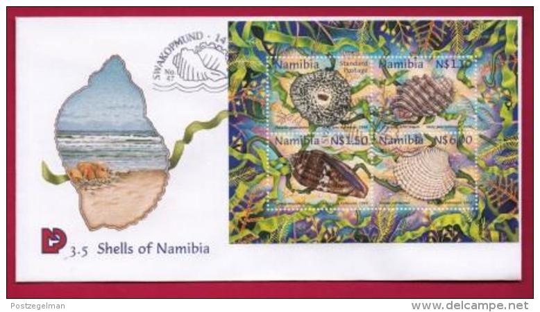 NAMIBIA, 1998, First Day Cover, Shells Of Namibia, Min Sheet, Michel 3-05, F3911 - Namibia (1990- ...)