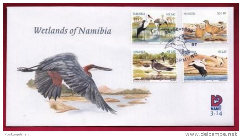 NAMIBIA, 1999, First Day Cover, Stamps, Namibian Wetlands (Birds),  Michel 3-14, F3920 - Namibië (1990- ...)