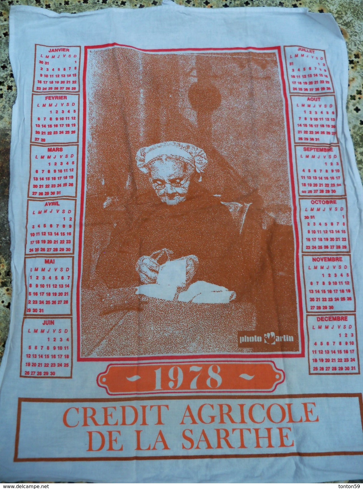 Calendrier Tissus Torchon 1978 Crédit Agricole De La Sarthe. - Grand Format : 1971-80