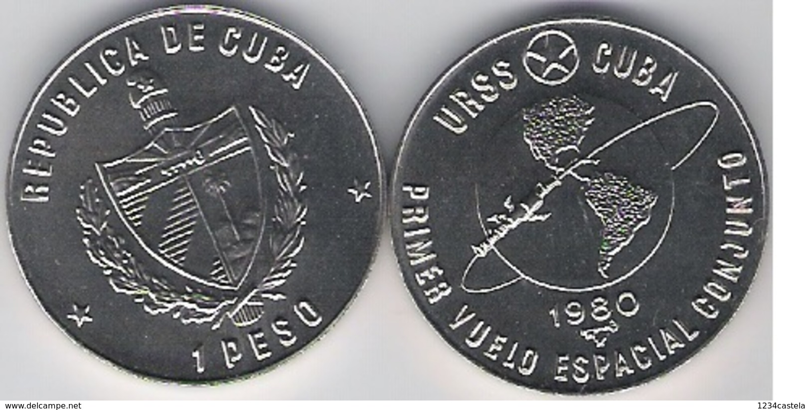 Cuba 1 Peso 1980 URSS First Flight Space Soviet Union Russia UNC - Cuba