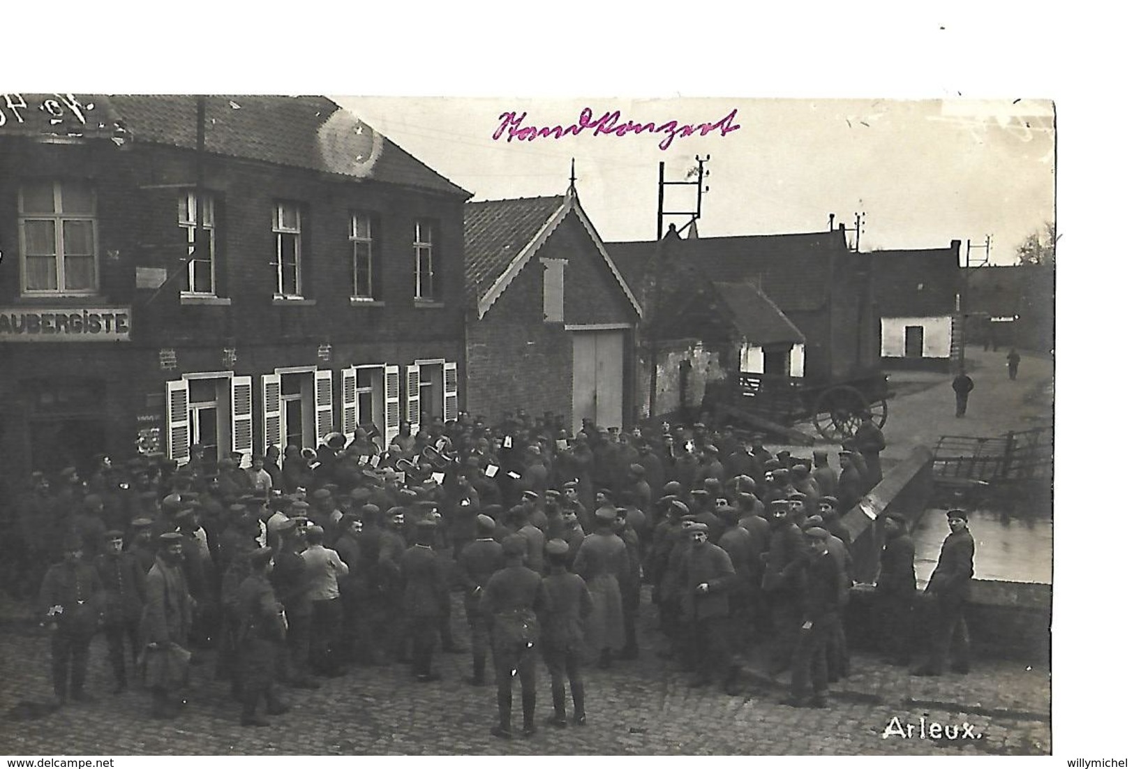 ARLEUX     FOTOCARTE    ALLEMANDE     SUR PAPIER FOTO    ET CHAPELLE  MUSIQUE    SUPERNET     WO I - Arleux