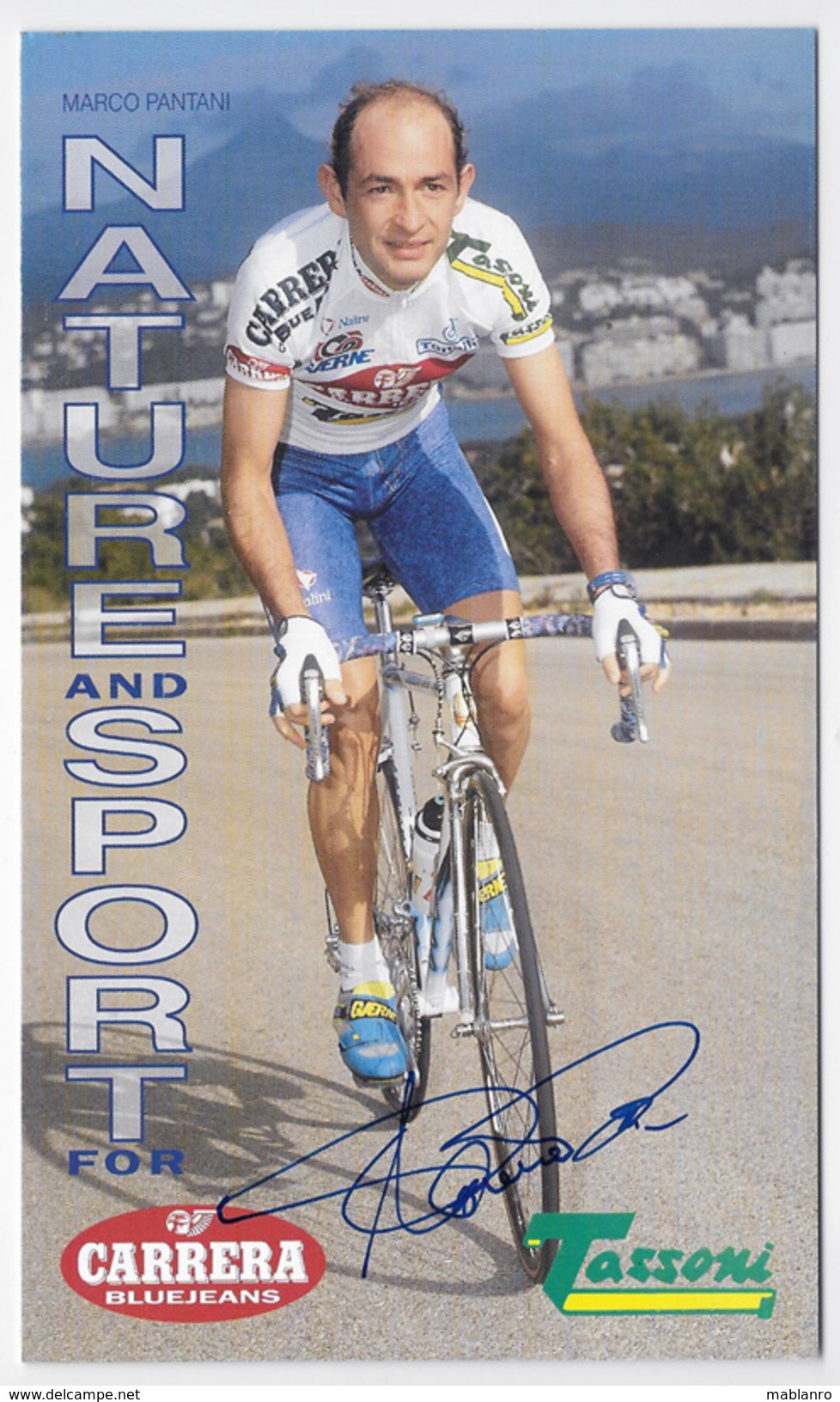 CARTE CYCLISMEMARCO PANTANI SIGNEE TEAM CARRERA TASSONI 1995 FORMAT 12 X 20 - Wielrennen