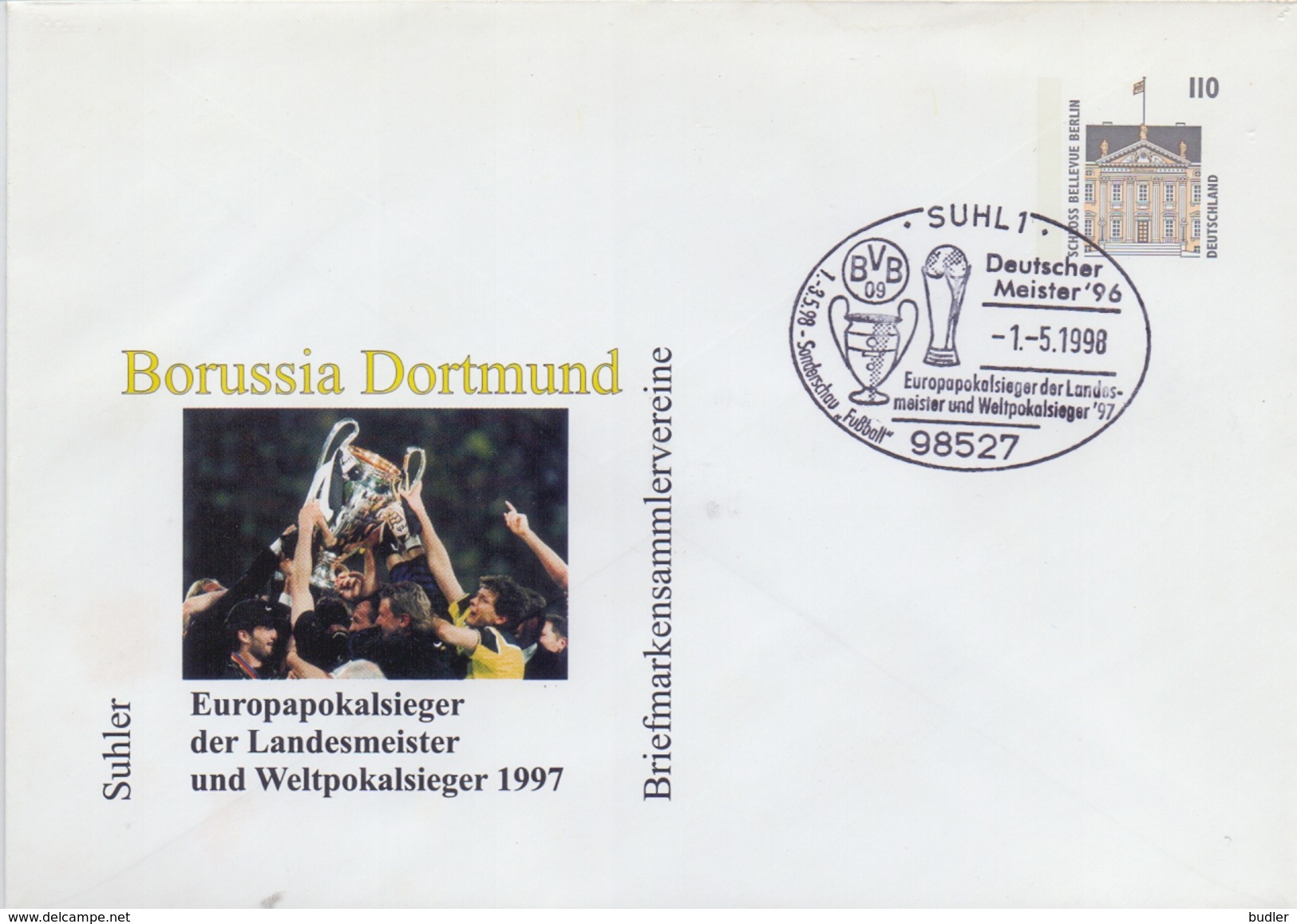 DEUTSCHLAND :1998: (Not) Travelled Postal Stationery : FOOTBALL,BORUSSIA DORTMUND,UEFA-Cup, - Briefomslagen - Ongebruikt