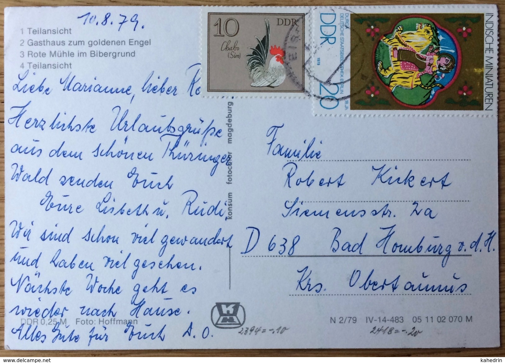 Biberau / Kr. Hildeburghausen 1979 --> Bad Homburg, Gasthaus Zum Goldenen Engel, Rote Mühle - Hildburghausen