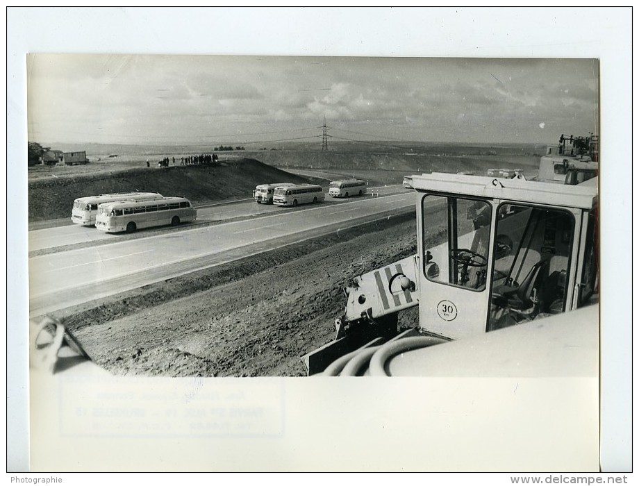 Allemagne Construction De L'autoroute Leipzig Dresde Autobus Ancienne Photo 1971 - Places