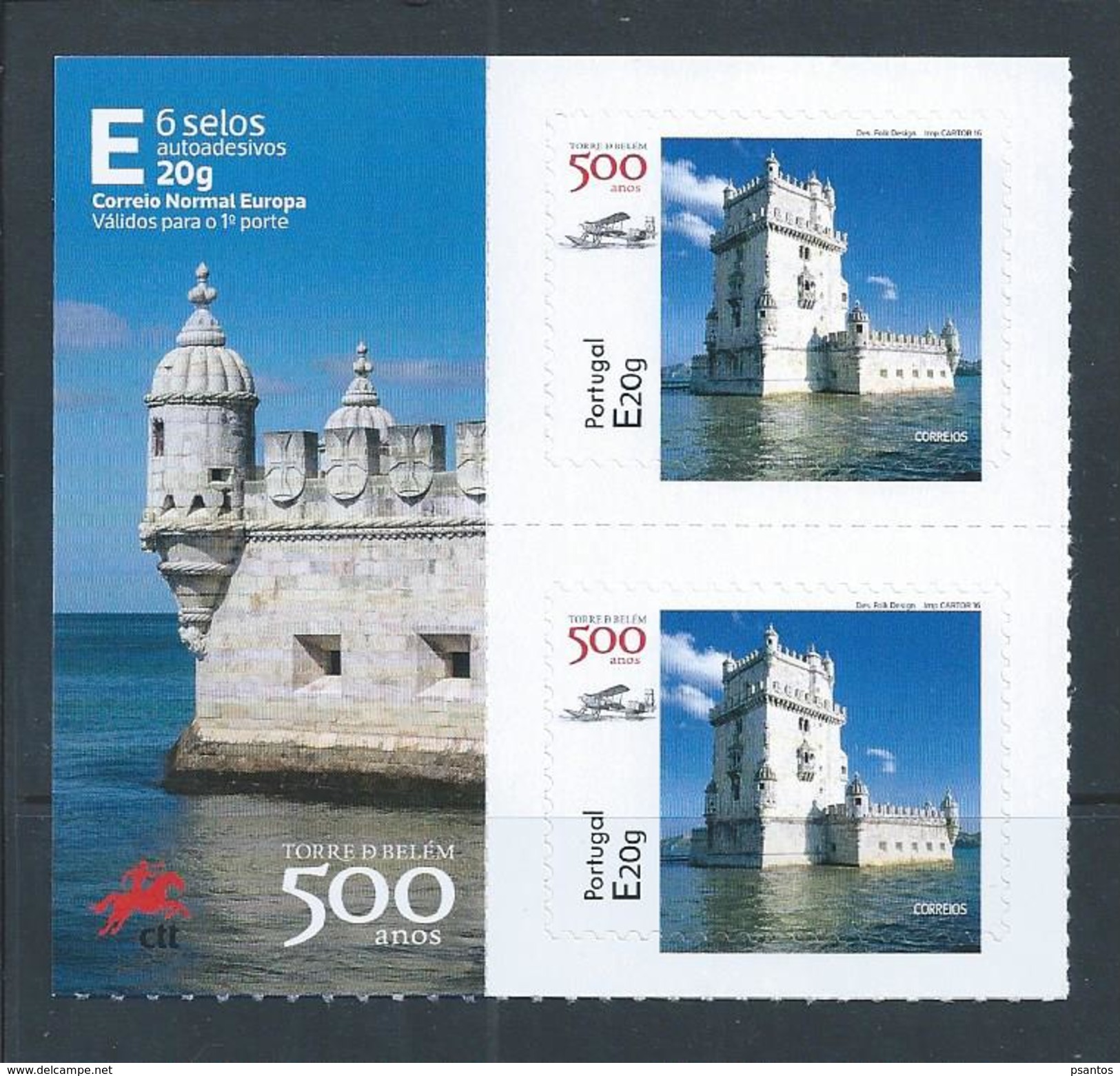 Tower Of Belém, Lisbon.Set Of Two Stickers Stickers.Unesco Heritage.Architecture D. Manuel I. Seaplane Gago Coutinho. - Schlösser U. Burgen