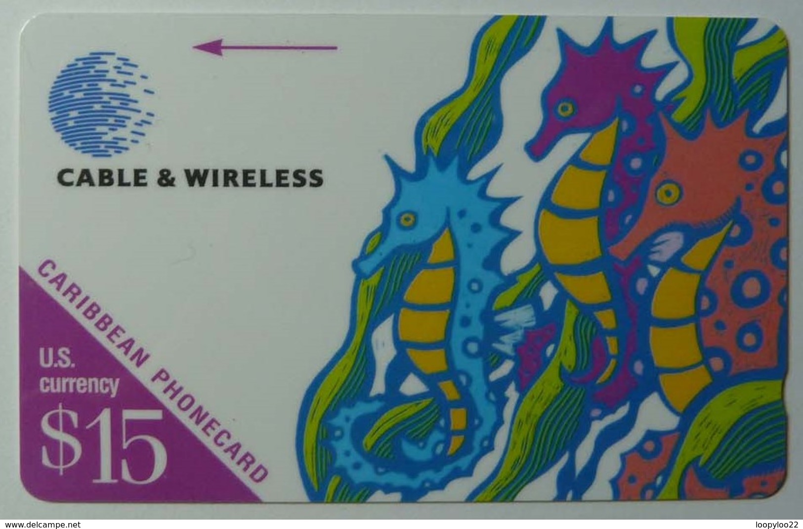 CARIBBEAN GENERAL - Cable & Wireless - $15 - Sea Horse - Mint - Rare Control - Antillen (Overige)