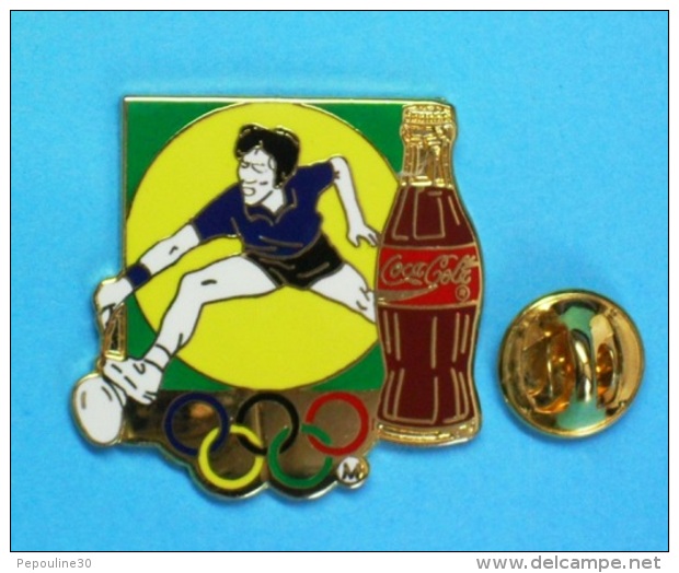 1 PIN'S  //   ** COCA COLA ** JO ** TENNIS ** . (Worldwide Olympic Sponsors &reg; C.O.A. A.O.C. Artiss-Regina) - Coca-Cola