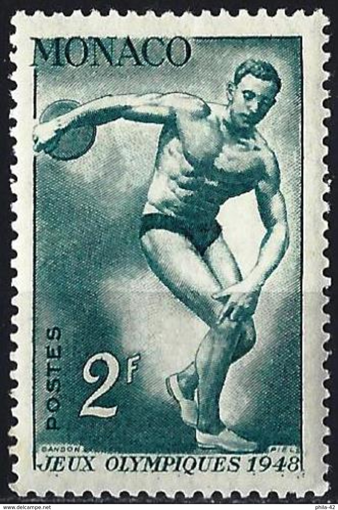 Monaco 1948 - London Olympics : Discus Throw ( Mi 341 - YT 321 ) MLH* - Ete 1948: Londres