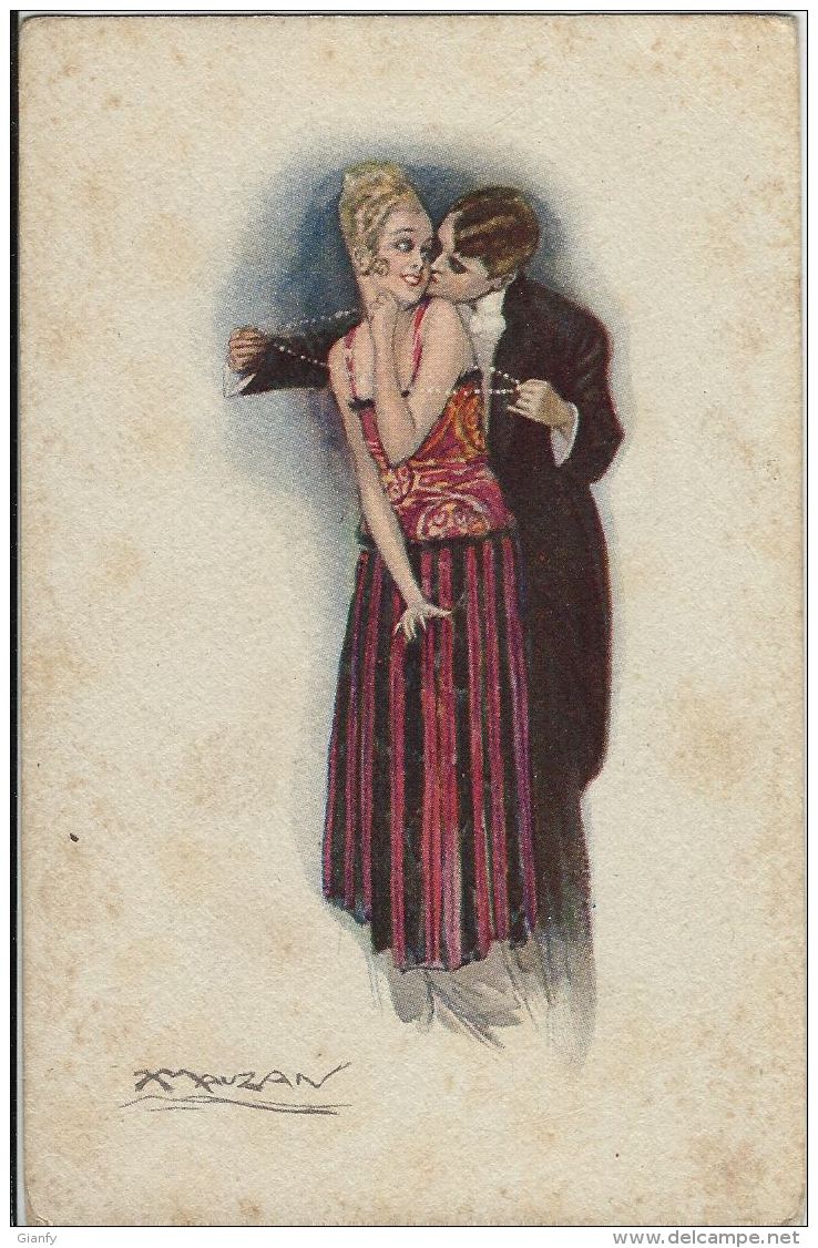 COPPIA INNAMORATI BACIO 1915 LOVERS KISS ILLUSTRATORE MAUZAN - Mauzan, L.A.