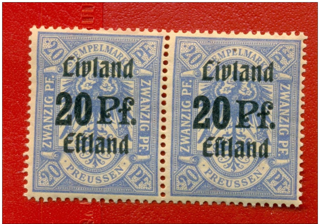 LATVIA RUSSIA GERMANY 20 Pf. PAIR REVENUE STAMP MINT 119 - 1916-19 Occupation: Germany