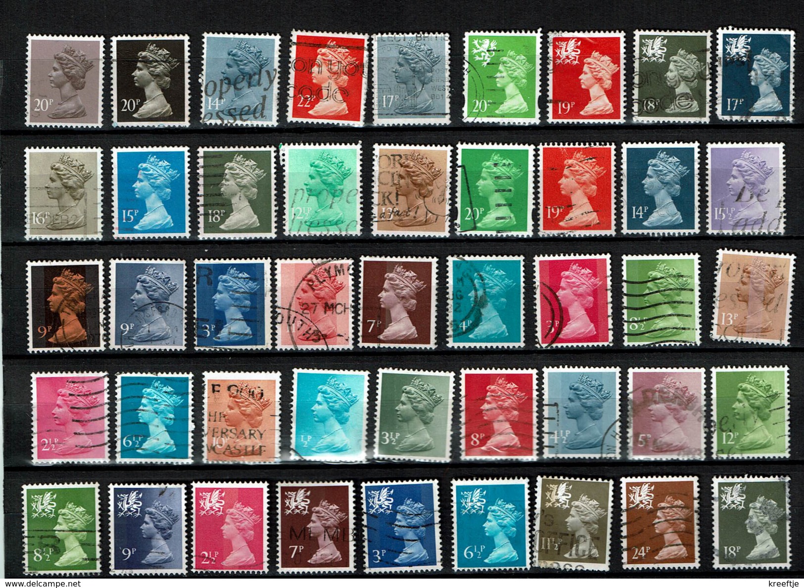 210 Different Stamps UK (7 Scans ) - Collections (without Album)