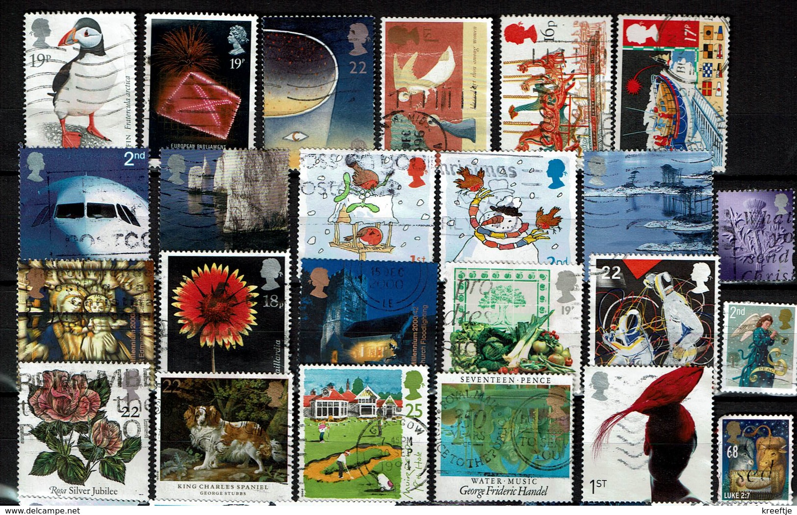 210 Different Stamps UK (7 Scans ) - Collections (without Album)