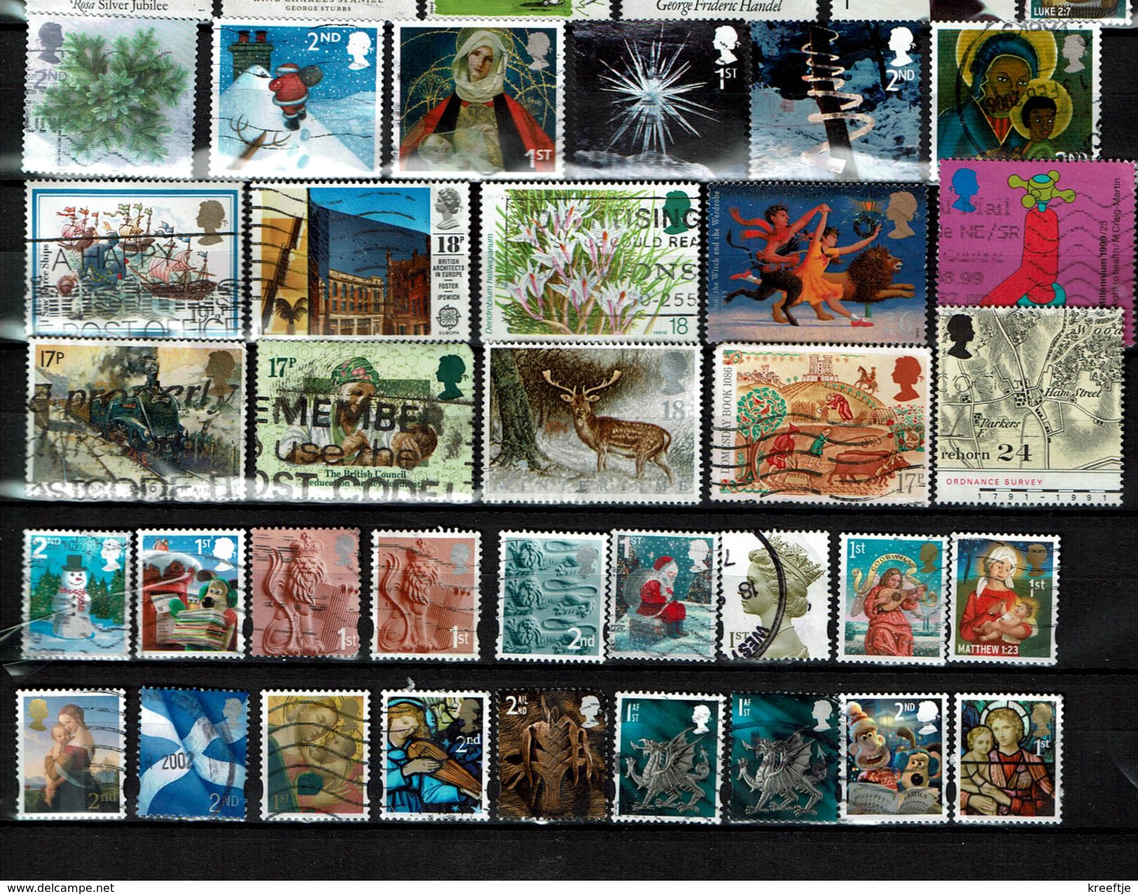 210 different stamps UK (7 scans )