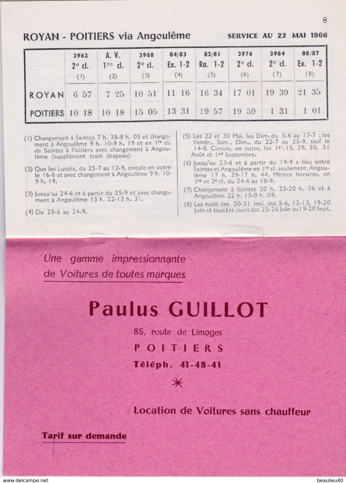 HORAIRES SNCF OFFERTS PAR PAULUS GUILLON À POITIERS - Europa