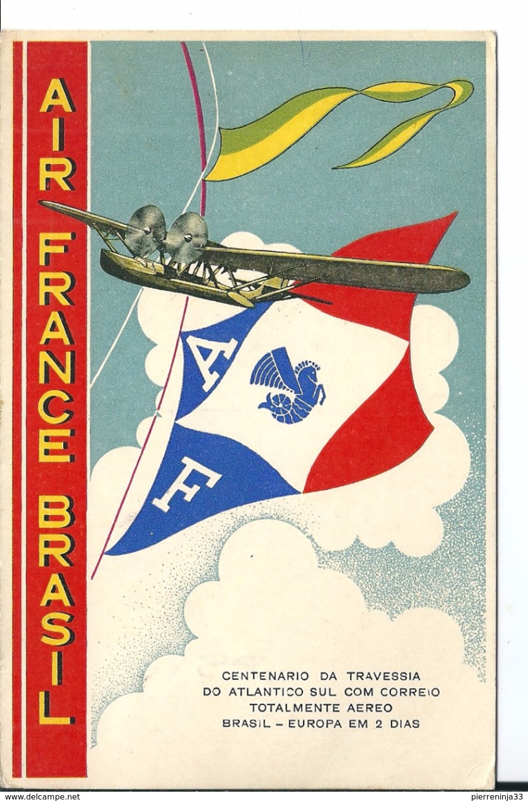 Centenaire De La Traversée De L'Atlantique /Europe Brésil /Air France / Hydravion ,1936 - Autres & Non Classés