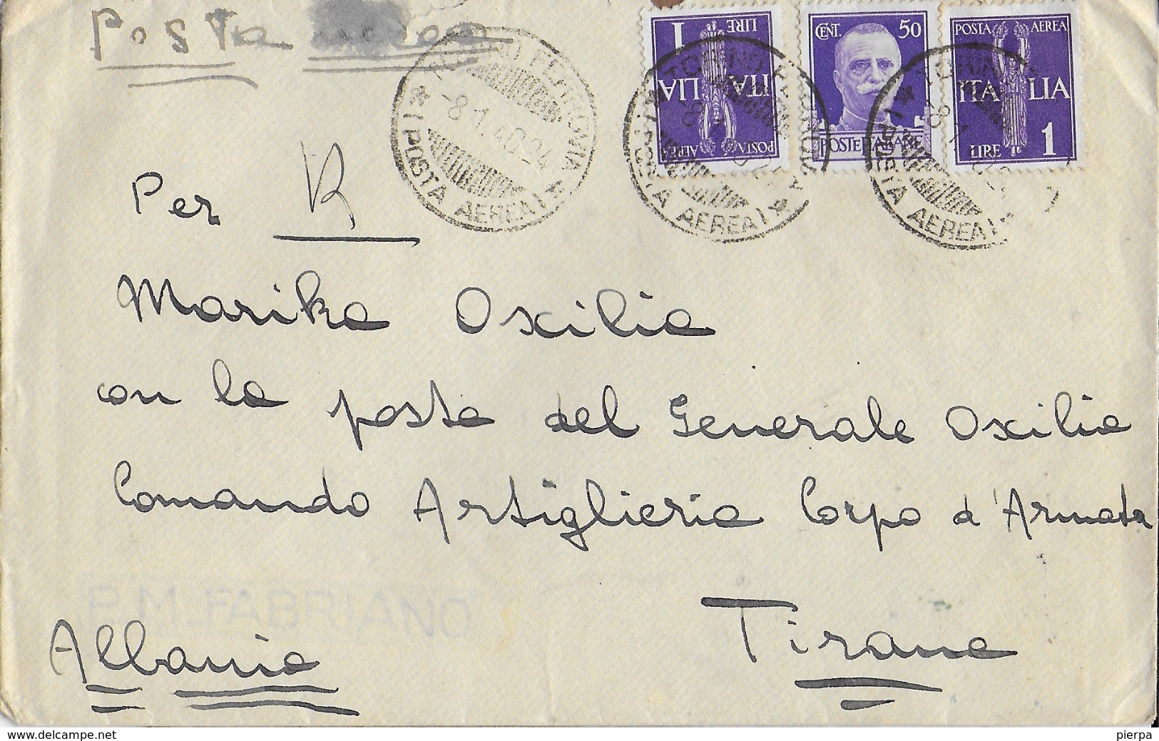 STORIA POSTALE REGNO - BUSTA PER VIA AEREA DA MILANO A TIRANA 1940 - Marcophilie (Avions)