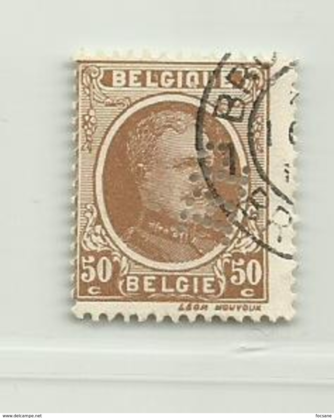 (689) Timbre Belgique Roi Albert I   N° 203 - 50c Perforation BP - 1922-1927 Houyoux