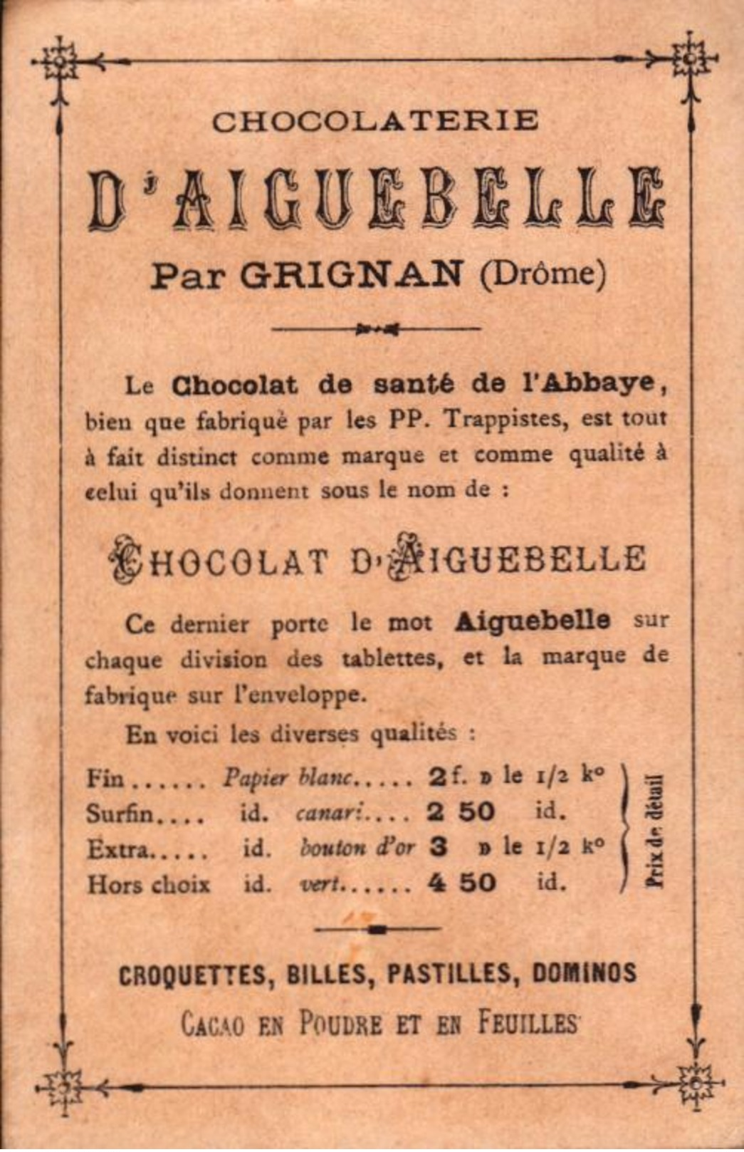 1 Chromos Chocolat - Aiguebelle - Jeanne D Arc - Bill-343 - R/V - Aiguebelle