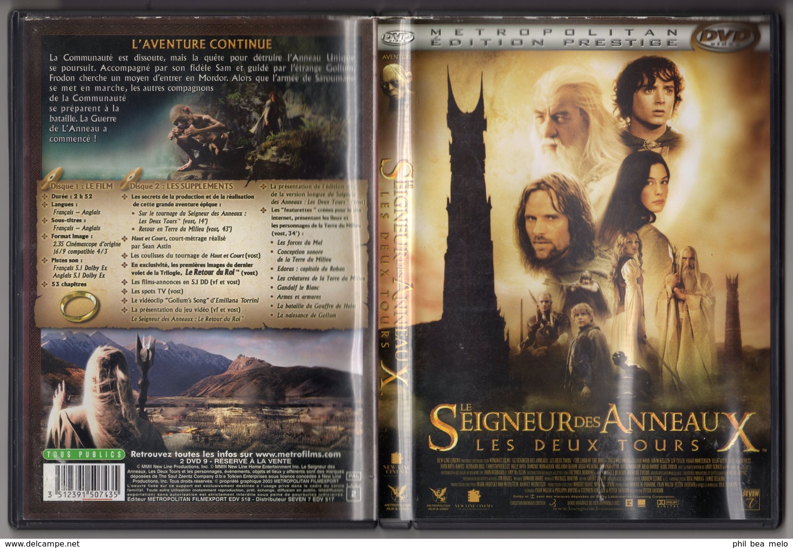 LOTR - HEROIC-FANTAISIE - EDITION PRESTIGE 2 DVD - LE SEIGNEUR DES ANNEAUX - LES DEUX TOURS - Ciencia Ficción Y Fantasía