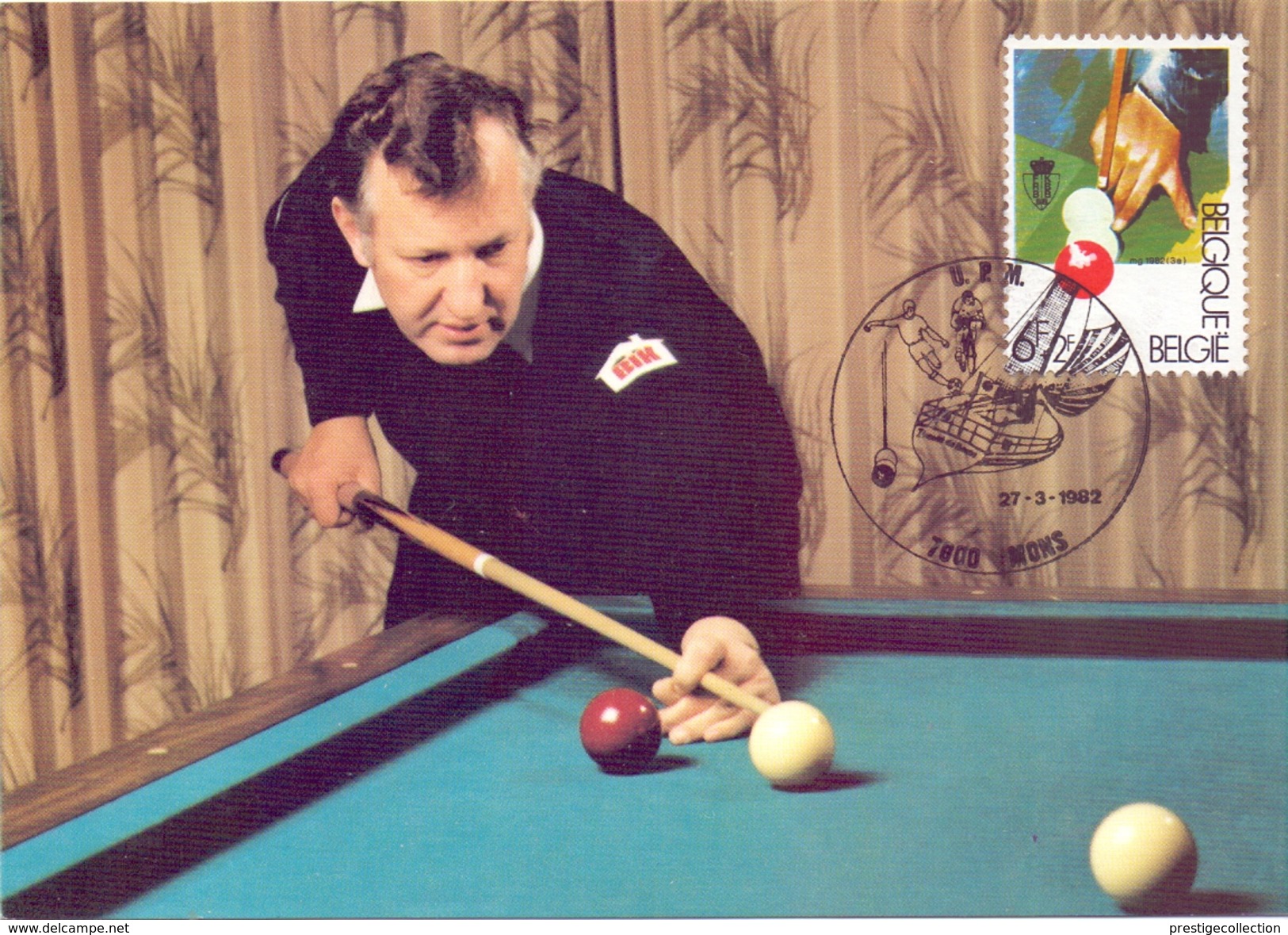 BELGIQUE  MAXIMUN Post Card BILLIARD  1982  (FEB170181) - Institutions Internationales