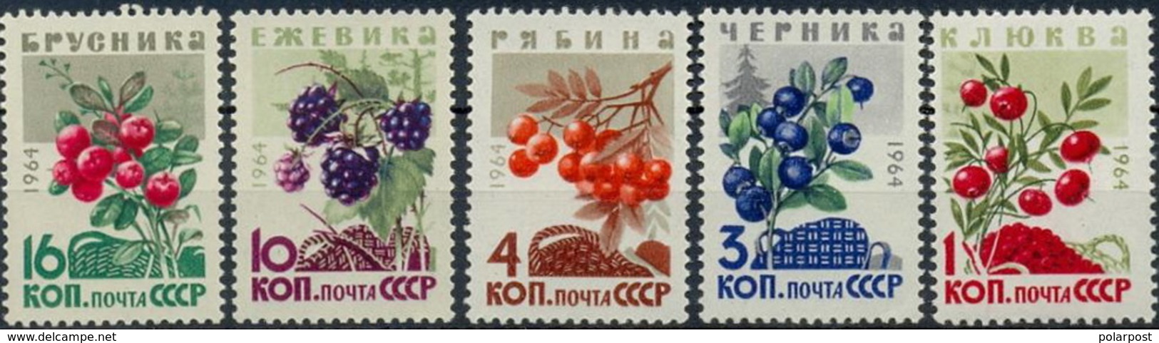 USSR, 1964. 3048-3052 (3132-3136) BERRIES - Unused Stamps